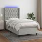 Preview: ARDEBO.de - Boxspringbett mit Matratze & LED Hellgrau 80x200 cm Stoff