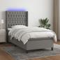 Preview: ARDEBO.de - Boxspringbett mit Matratze & LED Dunkelgrau 80x200 cm Stoff