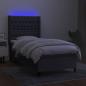 Preview: Boxspringbett mit Matratze & LED Dunkelgrau 80x200 cm Stoff