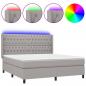 Preview: Boxspringbett mit Matratze & LED Hellgrau 160x200 cm Stoff