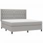 Preview: Boxspringbett mit Matratze & LED Hellgrau 160x200 cm Stoff