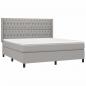 Preview: Boxspringbett mit Matratze & LED Hellgrau 180x200 cm Stoff