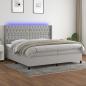 Preview: ARDEBO.de - Boxspringbett mit Matratze & LED Hellgrau 200x200 cm Stoff