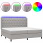 Preview: Boxspringbett mit Matratze & LED Hellgrau 200x200 cm Stoff