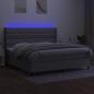 Preview: Boxspringbett mit Matratze & LED Hellgrau 200x200 cm Stoff