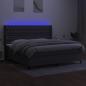 Preview: Boxspringbett mit Matratze & LED Dunkelgrau 200x200 cm Stoff