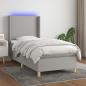 Preview: ARDEBO.de - Boxspringbett mit Matratze & LED Hellgrau 80x200 cm Stoff