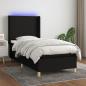 Preview: ARDEBO.de - Boxspringbett mit Matratze & LED Schwarz 80x200 cm Stoff