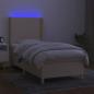 Preview: Boxspringbett mit Matratze & LED Creme 90x190 cm Stoff