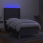 Preview: Boxspringbett mit Matratze & LED Dunkelgrau 90x200 cm Stoff