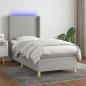 Preview: ARDEBO.de - Boxspringbett mit Matratze & LED Hellgrau 100x200 cm Stoff