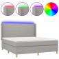 Preview: Boxspringbett mit Matratze & LED Hellgrau 160x200 cm Stoff