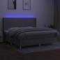 Preview: Boxspringbett mit Matratze & LED Hellgrau 200x200 cm Stoff