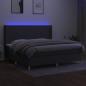 Preview: Boxspringbett mit Matratze & LED Dunkelgrau 200x200 cm Stoff