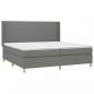 Preview: Boxspringbett mit Matratze & LED Dunkelgrau 200x200 cm Stoff