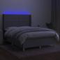 Preview: Boxspringbett mit Matratze & LED Hellgrau 140x190 cm Stoff