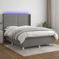 Preview: ARDEBO.de - Boxspringbett mit Matratze & LED Dunkelgrau 140x190 cm Stoff