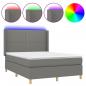 Preview: Boxspringbett mit Matratze & LED Dunkelgrau 140x190 cm Stoff