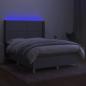 Preview: Boxspringbett mit Matratze & LED Hellgrau 140x200 cm Stoff