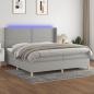 Preview: ARDEBO.de - Boxspringbett mit Matratze & LED Hellgrau 200x200 cm Stoff