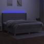 Preview: Boxspringbett mit Matratze & LED Hellgrau 200x200 cm Stoff