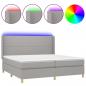 Preview: Boxspringbett mit Matratze & LED Hellgrau 200x200 cm Stoff