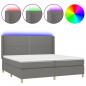 Preview: Boxspringbett mit Matratze & LED Dunkelgrau 200x200 cm Stoff