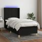 Preview: ARDEBO.de - Boxspringbett mit Matratze & LED Schwarz 90x190 cm Stoff