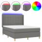 Preview: Boxspringbett mit Matratze & LED Dunkelgrau 140x190 cm Stoff