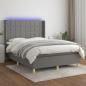 Preview: ARDEBO.de - Boxspringbett mit Matratze & LED Dunkelgrau 140x200 cm Stoff