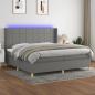 Preview: ARDEBO.de - Boxspringbett mit Matratze & LED Dunkelgrau 200x200 cm Stoff