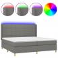 Preview: Boxspringbett mit Matratze & LED Dunkelgrau 200x200 cm Stoff