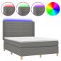 Preview: Boxspringbett mit Matratze & LED Dunkelgrau 140x190 cm Stoff