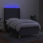 Preview: Boxspringbett mit Matratze & LED Dunkelgrau 90x190 cm Stoff