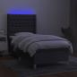 Preview: Boxspringbett mit Matratze & LED Dunkelgrau 90x190 cm Stoff