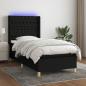 Preview: ARDEBO.de - Boxspringbett mit Matratze & LED Schwarz 100x200 cm Stoff