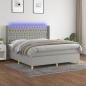 Preview: ARDEBO.de - Boxspringbett mit Matratze & LED Hellgrau 160x200 cm Stoff