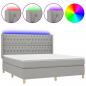 Preview: Boxspringbett mit Matratze & LED Hellgrau 160x200 cm Stoff