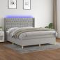 Preview: ARDEBO.de - Boxspringbett mit Matratze & LED Hellgrau 180x200 cm Stoff