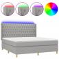 Preview: Boxspringbett mit Matratze & LED Hellgrau 180x200 cm Stoff