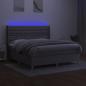 Preview: Boxspringbett mit Matratze & LED Hellgrau 180x200 cm Stoff