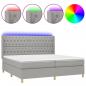 Preview: Boxspringbett mit Matratze & LED Hellgrau 200x200 cm Stoff