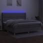 Preview: Boxspringbett mit Matratze & LED Hellgrau 200x200 cm Stoff