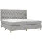 Preview: Boxspringbett mit Matratze & LED Hellgrau 200x200 cm Stoff