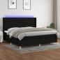 Preview: ARDEBO.de - Boxspringbett mit Matratze & LED Schwarz 200x200 cm Stoff