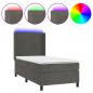 Preview: Boxspringbett mit Matratze & LED Dunkelgrau 90x190 cm Samt