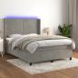 Preview: ARDEBO.de - Boxspringbett mit Matratze & LED Hellgrau 140x200 cm Samt