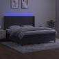 Preview: Boxspringbett mit Matratze & LED Dunkelgrau 160x200 cm Samt