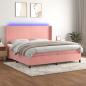 Preview: ARDEBO.de - Boxspringbett mit Matratze & LED Rosa 200x200 cm Samt