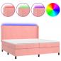 Preview: Boxspringbett mit Matratze & LED Rosa 200x200 cm Samt